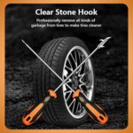 2-in-1 Tyre Cleaning Hook with Built-In Screwdriver | Car Tire Stone Remover Tool | Stainless Steel Tyre Groove Cleaner with Rubber Grip for Bikes, Trucks, SUVs  : Car & Motorbike - Image 3
