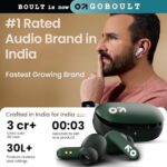 GOBOULT Z20 Truly Wireless Bluetooth Ear Buds with 51H Playtime, Zen™ Calling ENC Mic, Made in India, Low Latency Gaming, Touch Controls, Rich Bass Drivers, TWS Earbuds Bluetooth Wireless (Pine Green)  : Electronics - Image 12