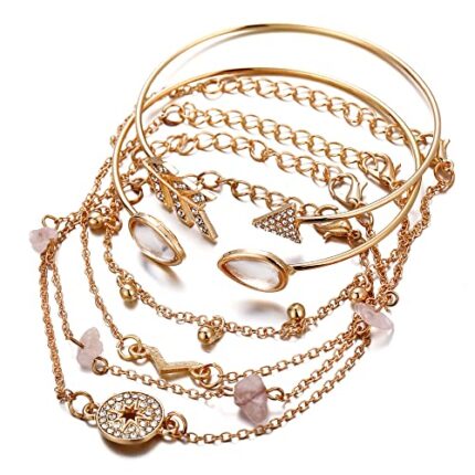 Shining Diva Fashion Latest Stylish Multilayer Gold Plated Bangle Bracelet for Women and Girls (rr14669b) Set of 6  : Fashion