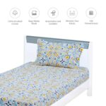  Brand - Solimo Peacock Muster 144 TC 100% Cotton Single Bedsheet with 1 Pillow Covers, Blue  : Home & Kitchen - Image 3