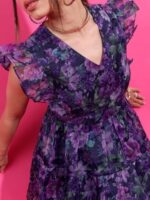 Buy Tokyo Talkies Women's Polyester Calf Length Dress (TTJ6010894_Lavender Navy - Image 7