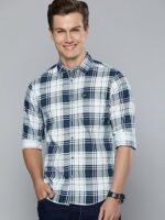 The Indian Garage Co Men's Checkered Slim Shirt (0121-SH69-05_White Large)  : Clothing & Accessories - Image 5