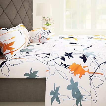 Story@Home Bedsheet for Double Size Bed | 186 TC | White | Printed | 1 Piece Cotton bedsheet for Double Size Bed with 2 Pillow Covers (225 x 250 cm) Perfect for Home Decor & Gifting | Cotton bedsheet  : Home & Kitchen