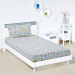  Brand - Solimo Peacock Muster 144 TC 100% Cotton Single Bedsheet with 1 Pillow Covers, Blue  : Home & Kitchen