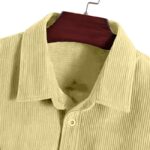 Buy MiraMichi Men's Full Sleeve Corduroy Striped Casual Jacket, Ideal for Stylish Everyday Outfits (Yellow, 2XL) - Image 3