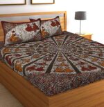 Queenie 144 Tc 100% Cotton Rajasthani Traditional Printed Bedsheet for Double Bed with 2 Pillow Covers  : Home & Kitchen - Image 6