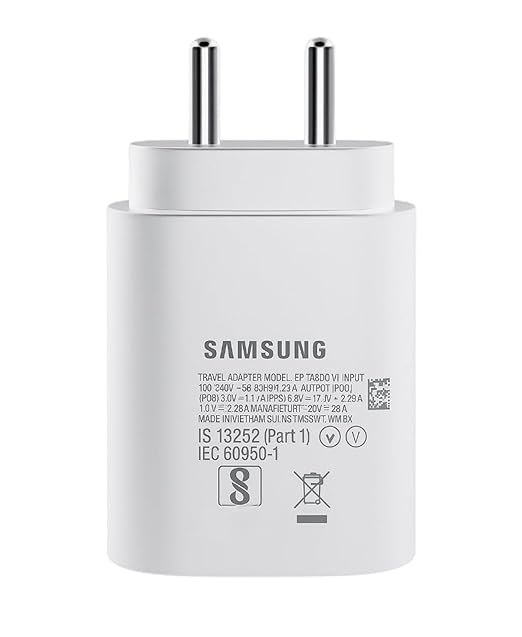 611YfmBq9eL._SX522_ Samsung 25W USB-C Super Fast Adapter (White) | for Galaxy S25, S24, S22/Plus/Ultra/FE/Edge, S24fe/Z Fold/Flip 7/6/A/M/F/06/36/16/17/35,56/55/26/05/15/14/06/5G/4G, Tab/A9/A8/A7/S10/S9/S8, 25 w Charger - Image 1
